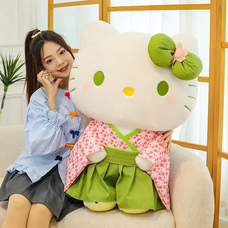 

55cm Sanrio Kawaii Hello Kitty Plush Toys Matcha Kimono Hello Kitty Doll Plush Anime Cute Soft Pillow Dolls Girls Birthday Gifts