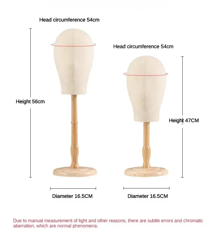 Molde de cabeza de exhibición de pelucas cubiertas de tela, estante de sombrero de madera maciza, cabeza de Maniquí de Metal profesional para pelucas y sombreros