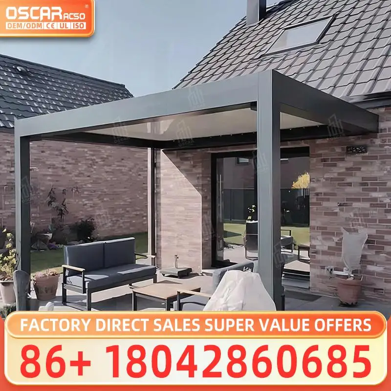 Motorized Aluminum Patio Roof for Garden Swimming Pool Backyard with Modern Design Stylish Pergolalike Structure pergola