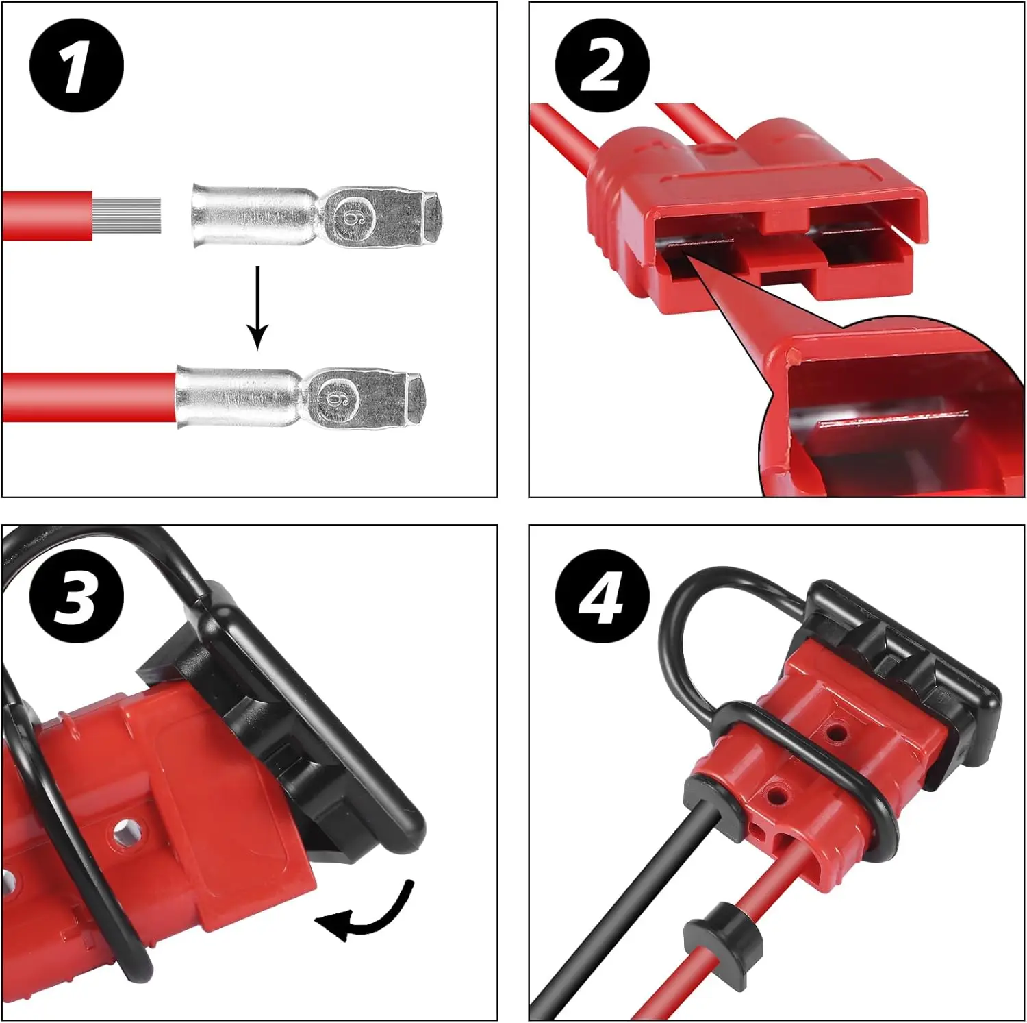 2PCS Anderson Connector Plug with Rubber Dustproof Cap 50A/120A/175A/350A Winch Electrical Power Cables Charging Plug