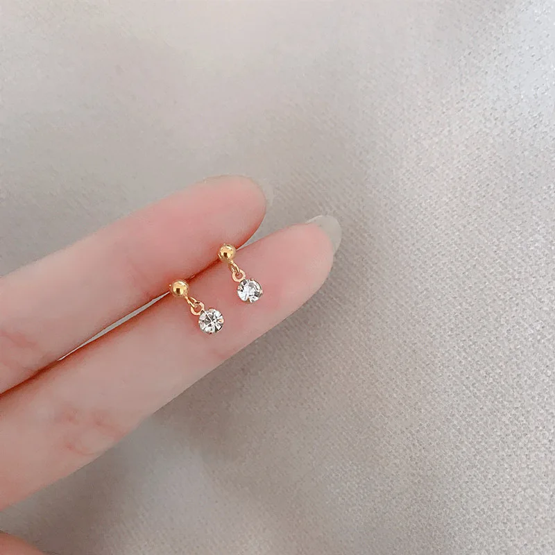 New Small Zircon Hollow Heart Dangle Earrings For Women Girls Gold Color Elegant Charm Jewelry Accessories Birthday Party Gifts