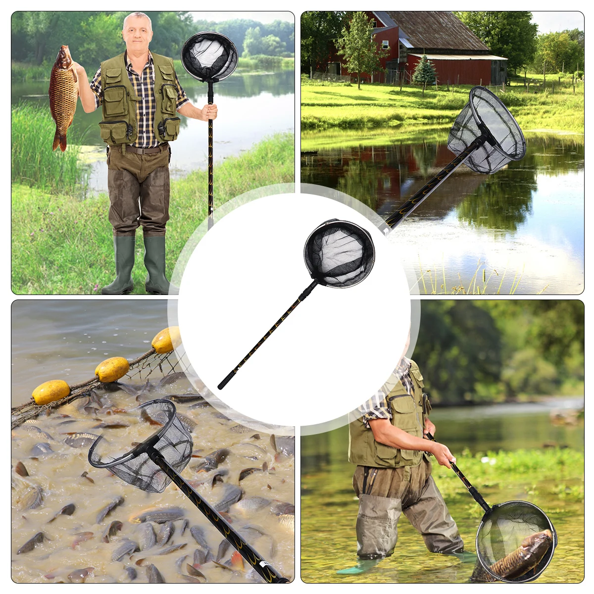 

Retractable Flower Rod Copy Net High Quality Aluminium Alloy Lightweight Portable Fishing Tool Net Pool for Anglers