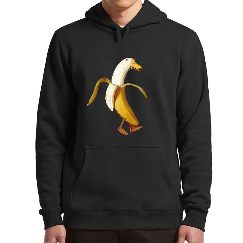 Funny Banana Duck Pullover Humor Inspired Design Fruit Animal Graphic Hoodies Novelty Gift For Unisex Winter Sweatshirts