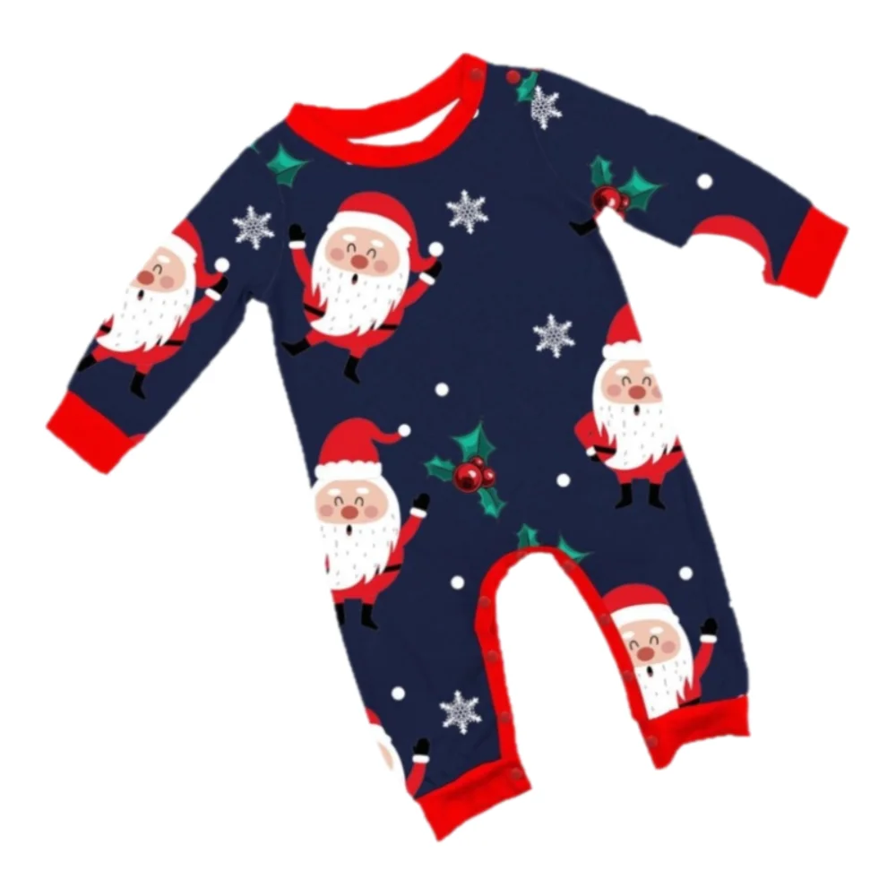 Christmas Family Matching Outfits Printed Soft Loose Adult Kids Loungewear Top+Pants Cute Santa Christmas Pyjamas Set Dad Mom