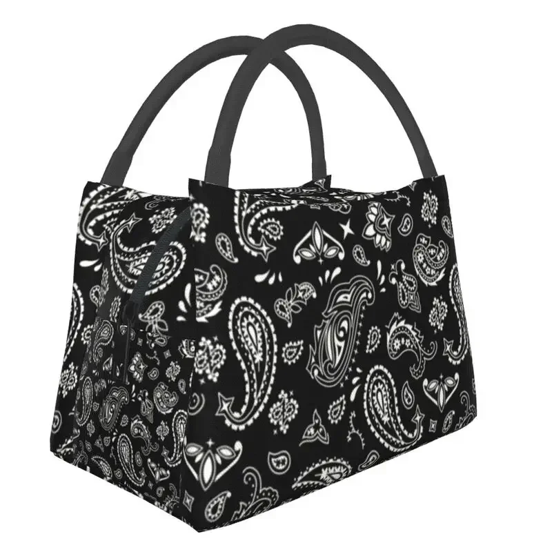 Bandana Paisley Pattern Thermal Insulated Lunch Bag Women Resuable  Tote for Outdoor Picnic Storage Meal Food Box