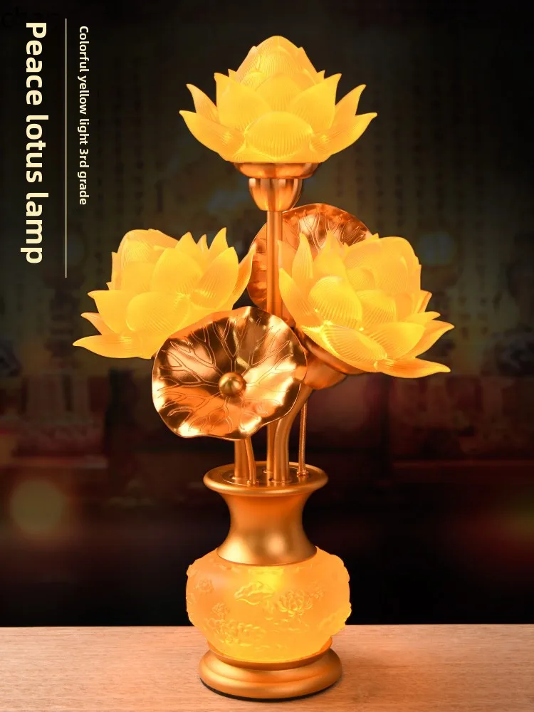 Cz glazed lotus guanyin buddhist hall lotus offering buddha ornaments long bright ornaments in front of the buddha