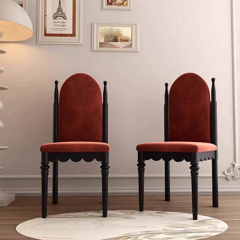 Full dining chair flannel soft bag retro high endorsement chair living room designer single chair