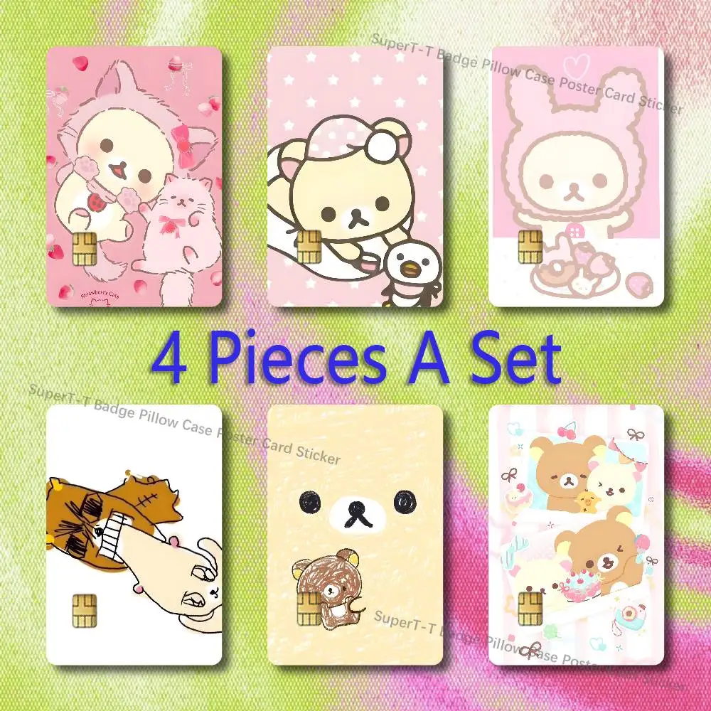R-Rilakkuma Bear Credit Debit Card Sticker Bus Pass Diy Waterproof Small Chip Film Sticker Decoration