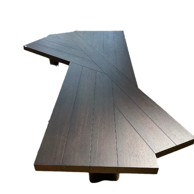 Escritorio de madera maciza, mesa larga moderna para ordenador de registro con forma especial, banco de trabajo