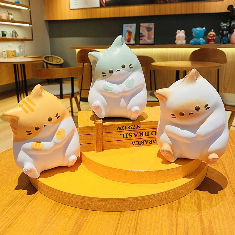 Cartoon-Printed Cat Stress Relief Ball PU Slow-Rising Squeeze Pressure-Resistant Decorative Stress-Relieving Toy