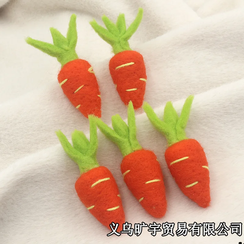 

5 Pcs Felt Carrots for Easter Decorations DIY Brooches Hat Accessories Woolen Vegetable Charms Artificial Fabric Ornament