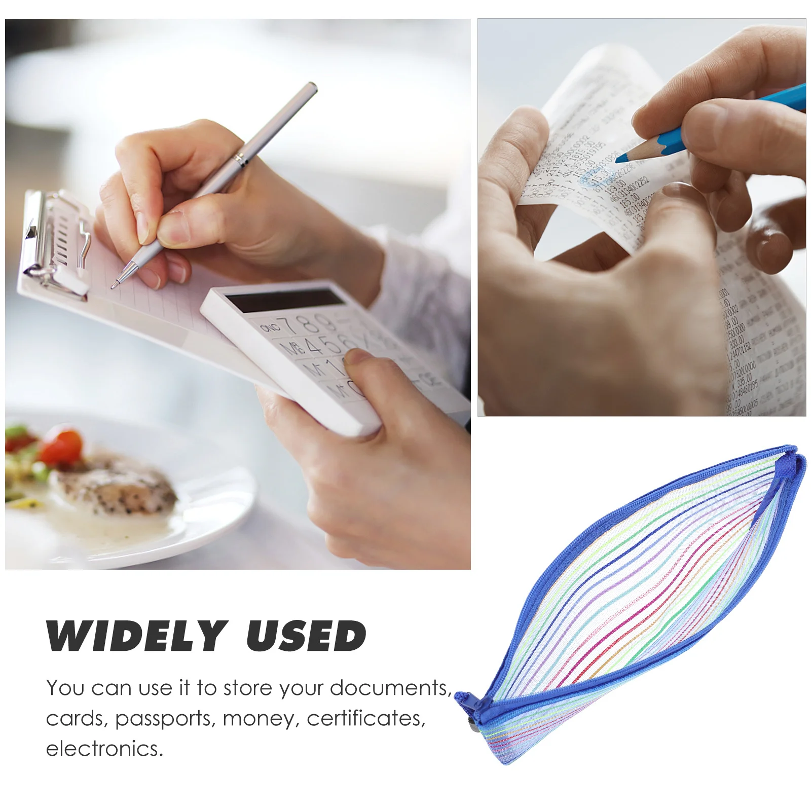 

6Pcs Cash Bags Bill Organizer Safe Oxford Cloth Aluminum Alloy Zipper Pouches for Money Receipt Coupon Storage Travel Office