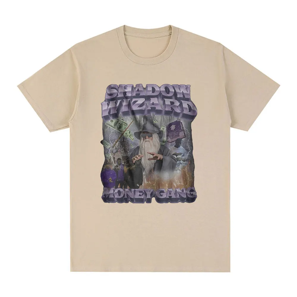 Shadow Wizard Money Gang Print T-Shirt Men Casual Oversized