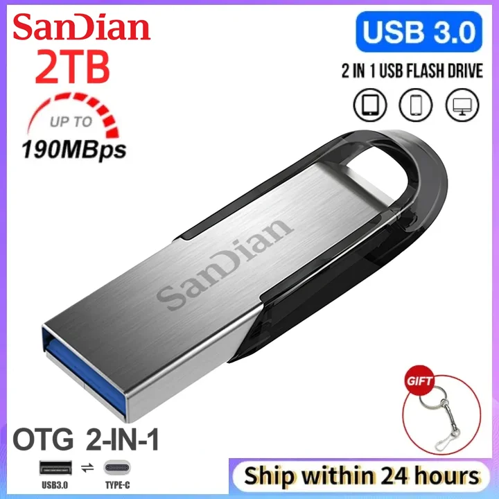 USB 2TB, Flash Drive USB 3.0 cepat 1TB 512GB Cle USB memori stik 256GB untuk TV PC komputer bermain game