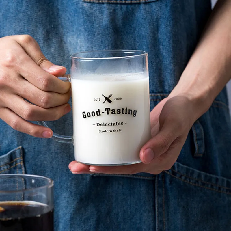 Przezroczyste kreatywny list szklane napoje kubek do kawy i herbaty deserowe szkło kubek do mleka śniadaniowe kubek z uchwytem przezroczysta szklanka do napojów