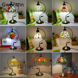 Tiffany Art Table Lights Bed Lamp Room Decor Stained Glass Luminaria for Home Bedroom Bedside Night Stand Desk Lighting Fixtures