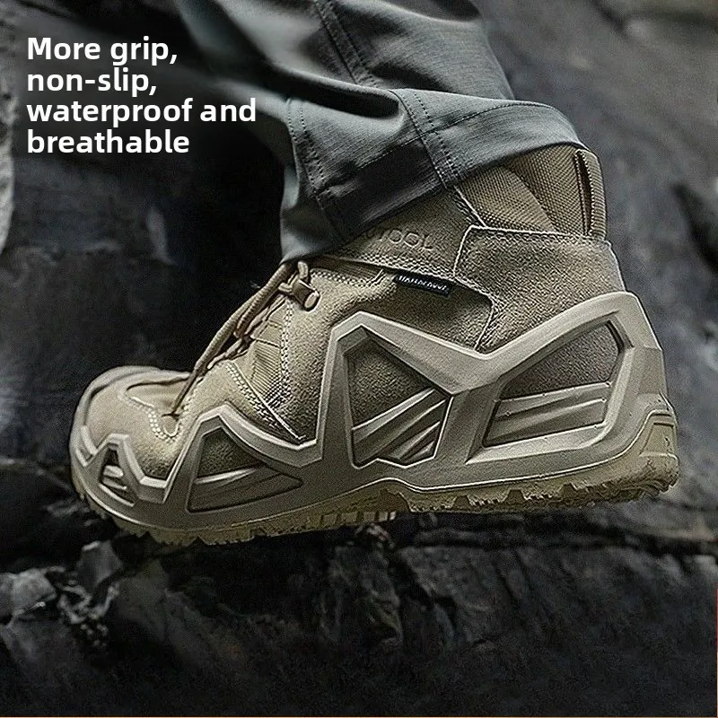 Genuine Traveler Rock 2th Waterproof Outdoor Hiking Shoes, Off-Road Tactical Boots High Top Non-slip and Wear-resistant