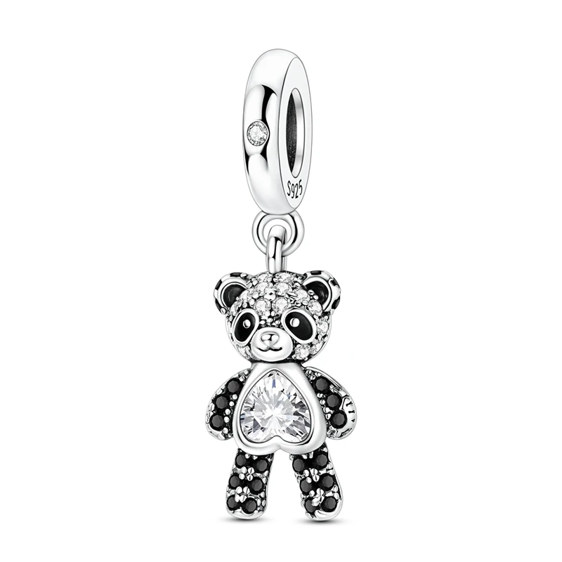 

2026 New 925 Sterling Silver Sparkling Panda Charm Pendant Fit 3mm Original Bracelet DIY Women Exquisite Birthday Jewelry Gifts