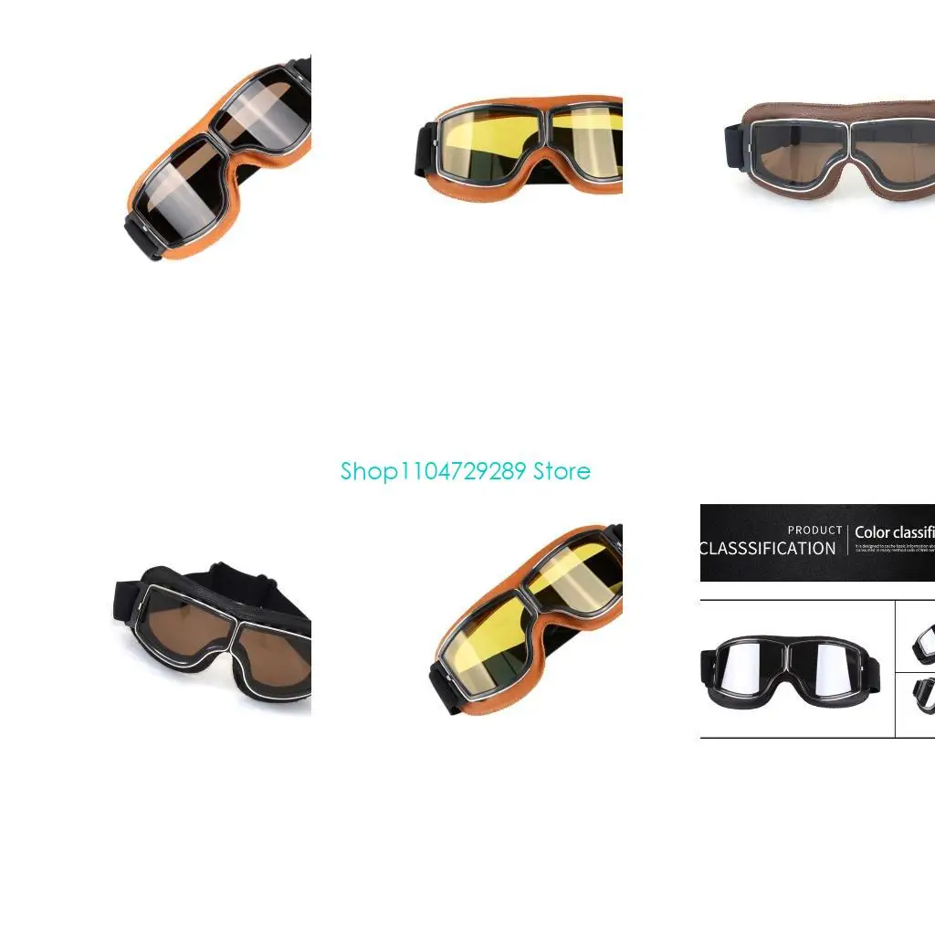 D8KE Wind and Dust Road Goggles with Lens and Padded Frame, Retro Motorcycle Eyewear for Daily Commuting with Helmets