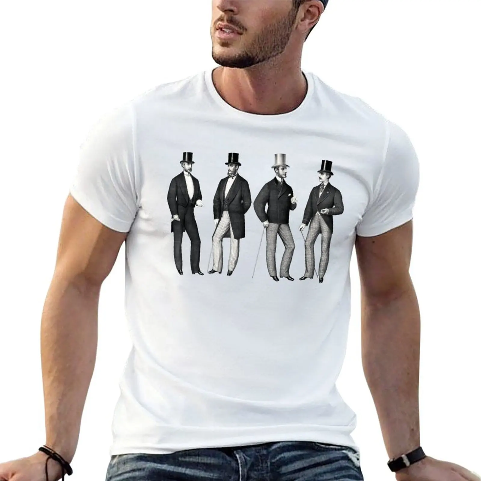 Vintage Men's Fashion. Victorian advert. Dandy. Top Hat. T-Shirt tops graphic tee shirt shirts graphic tee men
