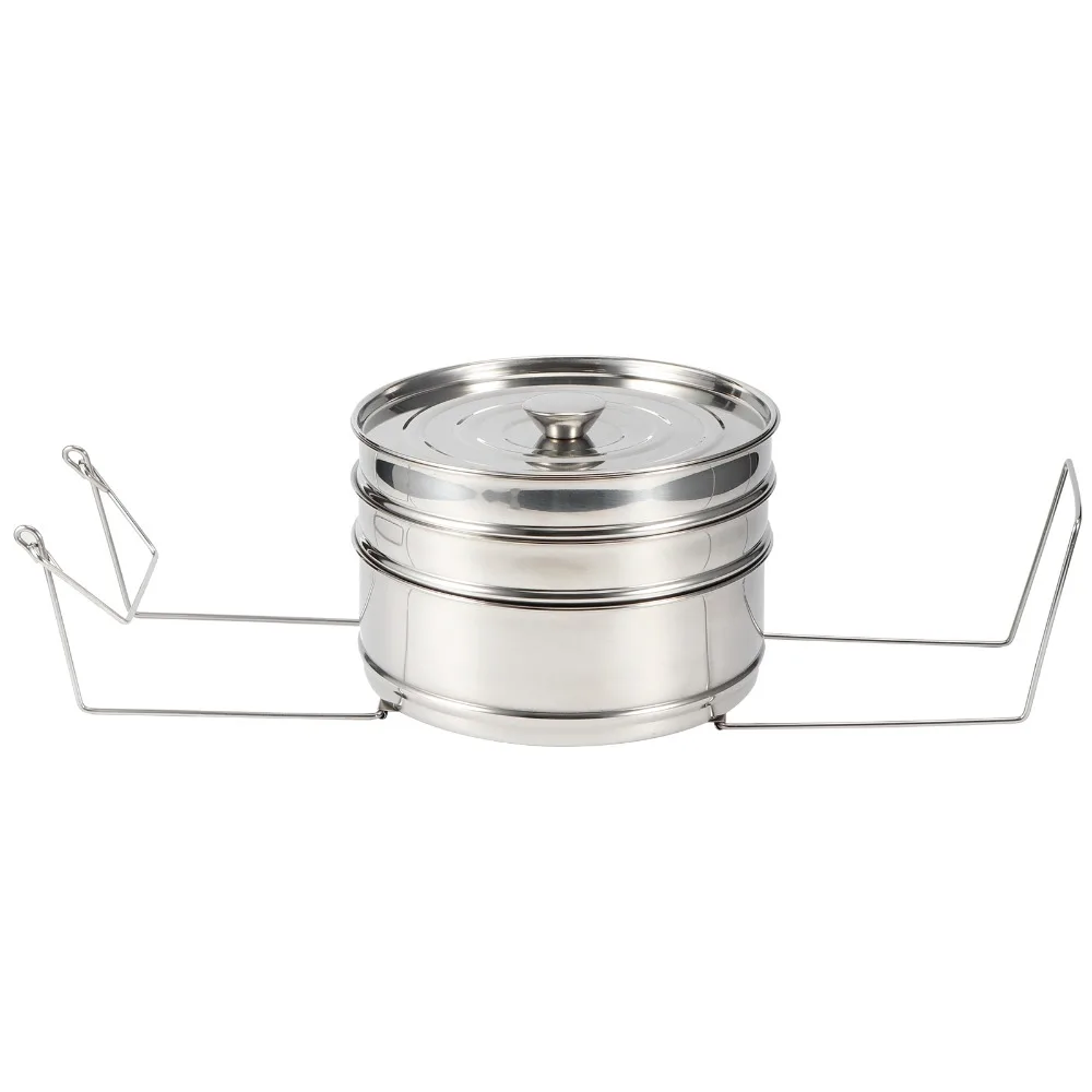 Stainless Steel Steamer Cooker Silver 3-Tier Design Steamer Insert Pans Large Capacity Layered Steaming Steamer Cooker Pot Set
