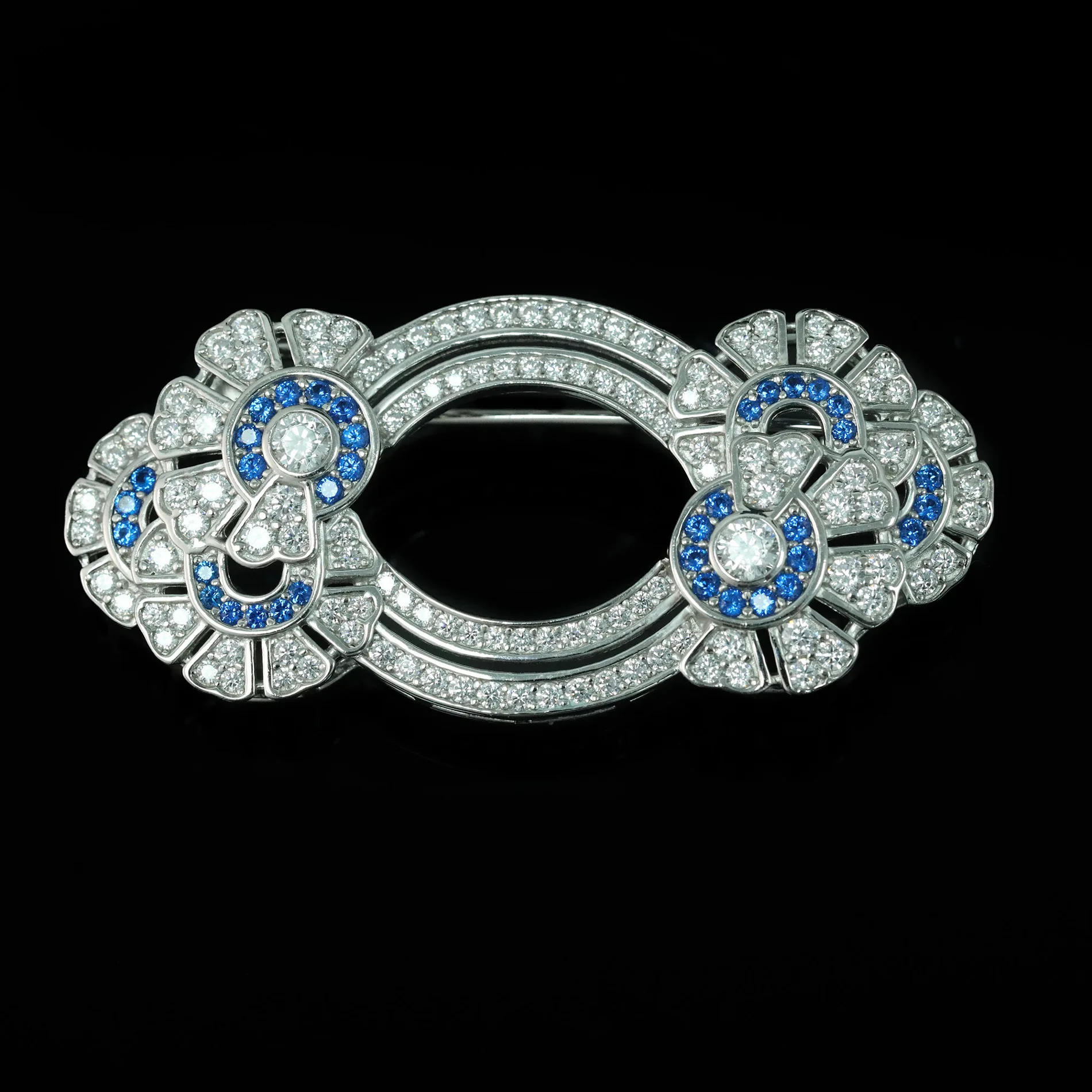 

New S925 silver brooch high carbon diamond royal blue exquisite versatile girls' brooch wedding jewelry