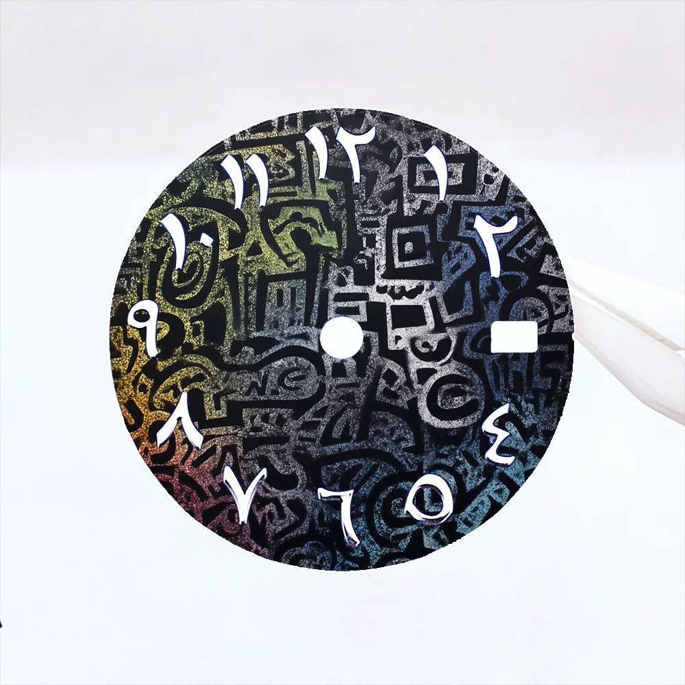 NH35 Dial 28.5mm Arabic Metal Scale Silk Screen Dial Watch Parts Replacement Accessories NH35 Watch Dial Supports Custom