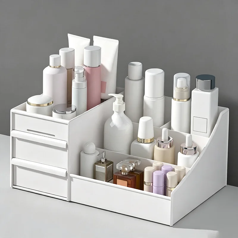 1 Stück Weiße Neue Schubladen-Aufbewahrungsbox für Make-up, Kunststoffregal für Wohnheim, Kosmetik, Hautpflege, Schminktisch, Schreibtisch