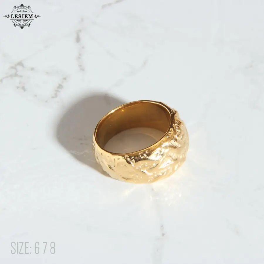 LESIEM Trendy 18KGP Gold plated unisex Joint Knuckle Rings Meteor Crater Texture Jewelry on the neck High Quality Jewelry