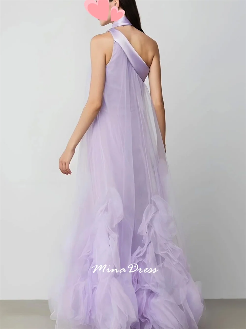 Mina Customized Sleeveless Arabic Evening Dress Luxury Elegant Flowers Prom Dresses for Special Occasions Slanted Shoulders 2025