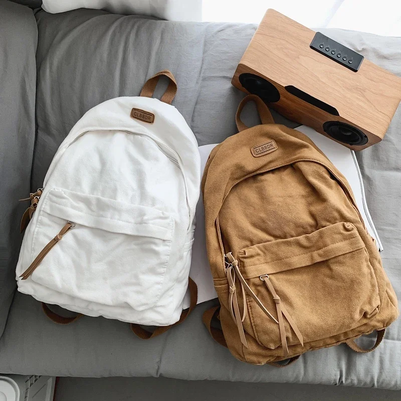 Unisex 100% Cotton Backpacks Solid Color School Bags Large Capacity Clouth Leisure Or Travel Bags Lazy Style Satchels mochila 가방