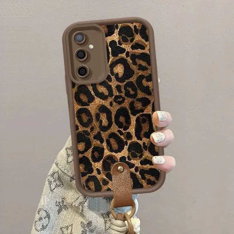 Fashion leopard print Lanyard Case For Samsung galaxy A56 A55 A54 A15 A05 A06 M06 A16 S24FE S25edge Sexy women Cover Cases A 56