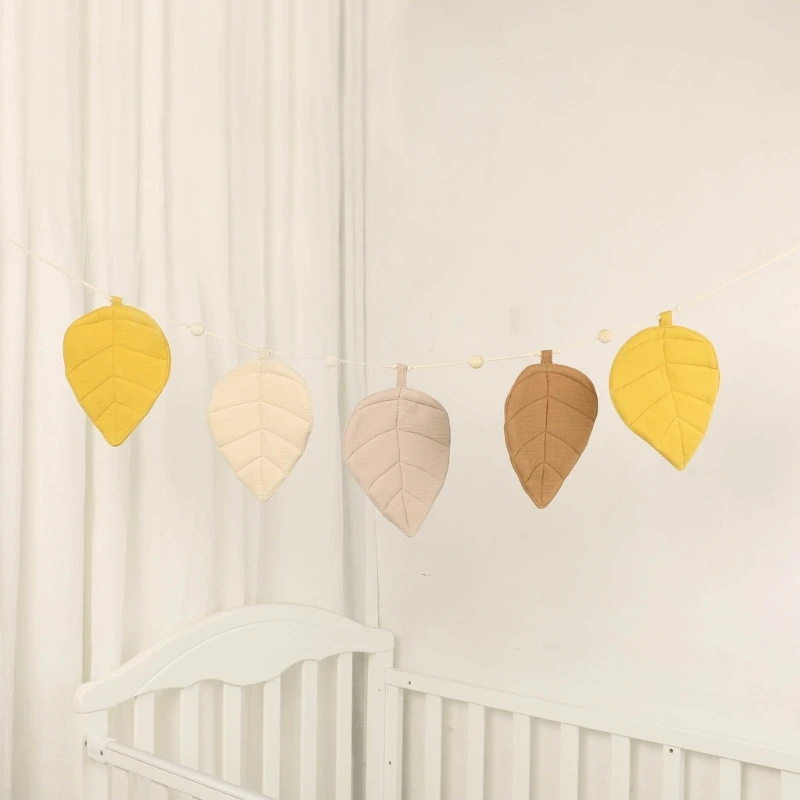 Nature inspired Cotton Bunting Flags Leaf Designs Baby Garland for Baby Shower Party Decor & Newborn Photography Props