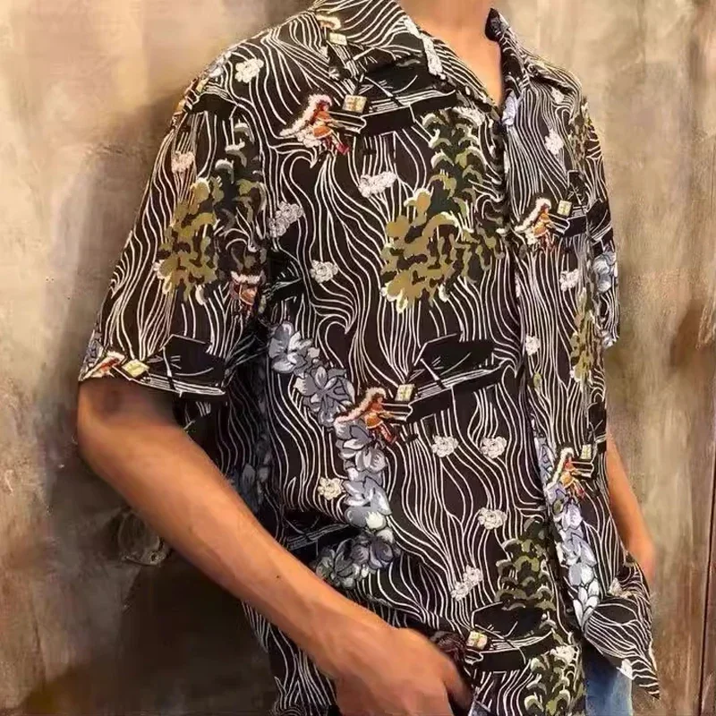 

kapital 21ss Hirata Kazuhiro Japanese casual Hawaiian floral piano short-sleeved cardigan shirt