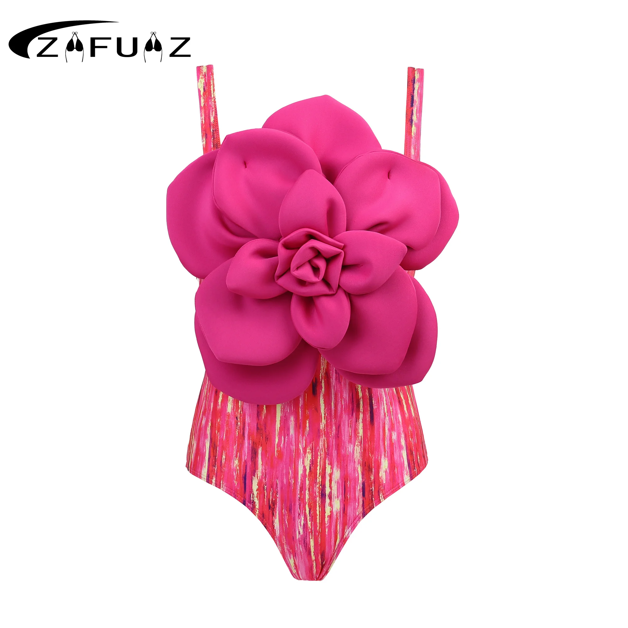 

ZAFUAZ 2024 Sexy 3D Flower One Piece Swimsuit Bikini Set Skirt Gold Women Swimwear Luxury Brazilian Biquini Bathing Suit Dress