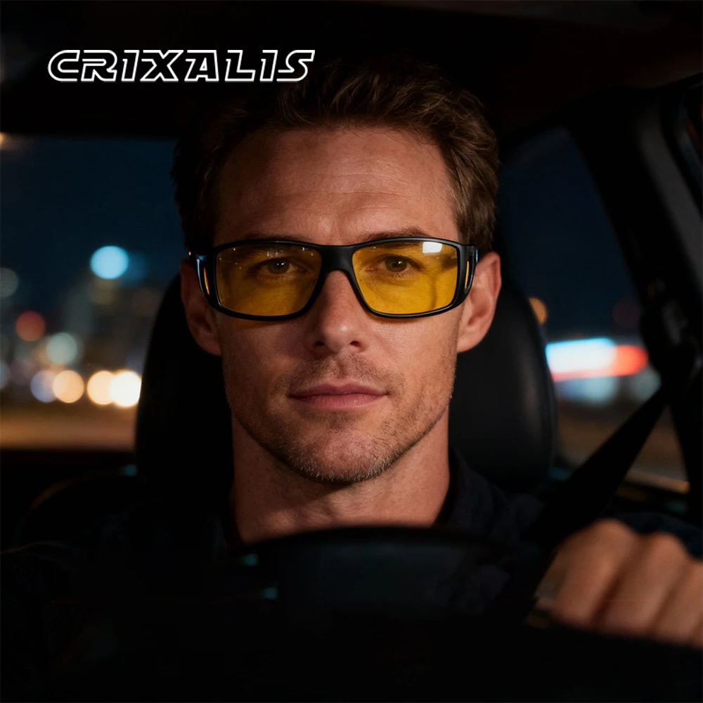 CRIXALIS Polarisierte modische Sonnenbrille für Herren, Nachtsicht zum Fahren bei Nacht, für Damen und Herren, antireflektierender UV400-Schutz