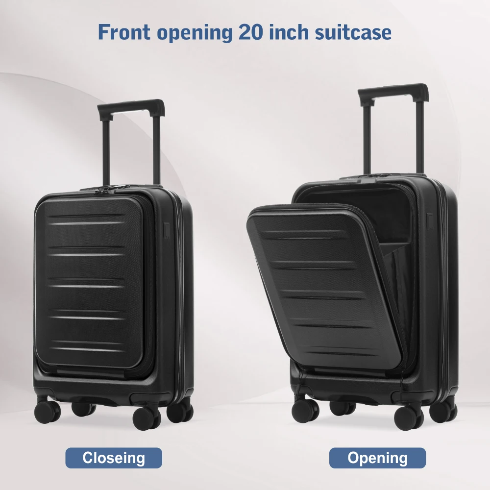 

5PCS Lightweight Expandable Hardside Luggage Set Front Opening USB Port TSA Lock Double Spinner Wheels 20/24/28"