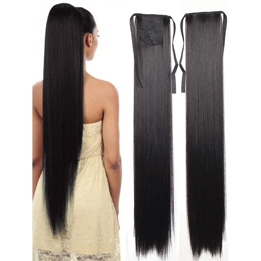 

Braided ponytail synthetic hairpiece for women, long style, 34 inches, straight hair extension piece