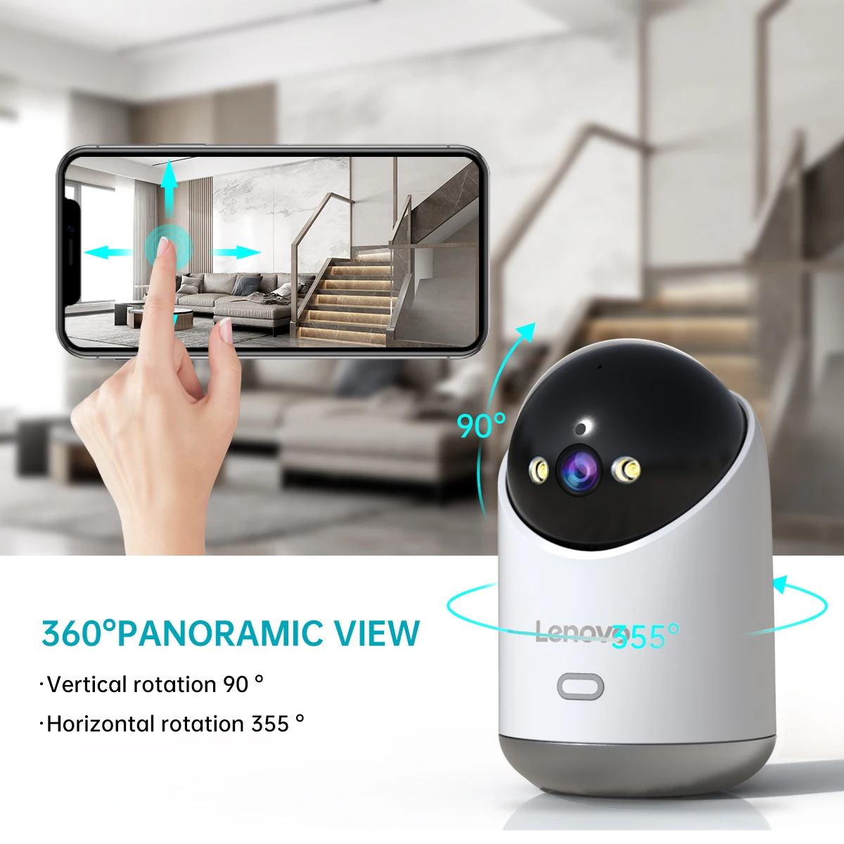 Lenovo 2MP WiFi Camera Smart Home Indoor Wireless IP Surveillance Camera Auto Tracking Security CCTV Surveillance Baby Monitor