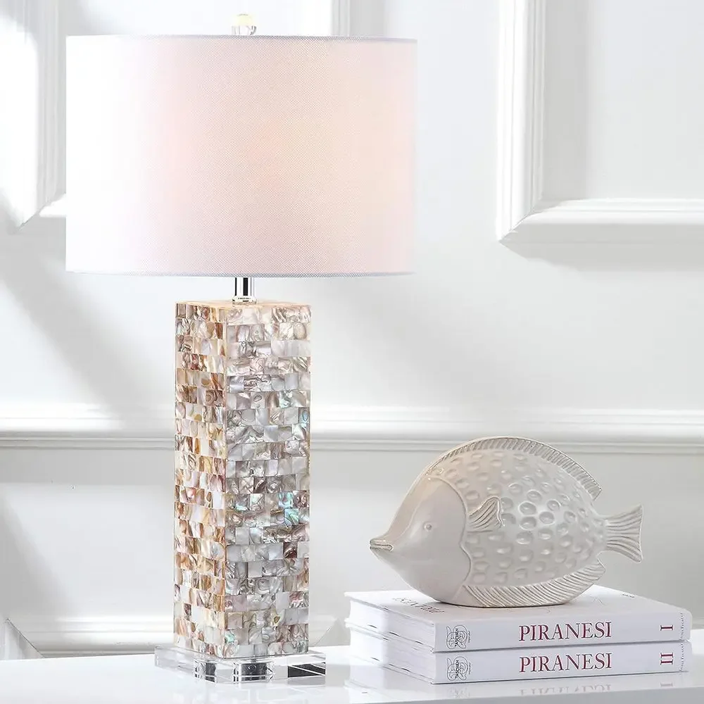Cream Shell 29-inch LED Table Lamp with Bulbs for Bedroom, Living Room, and Office
