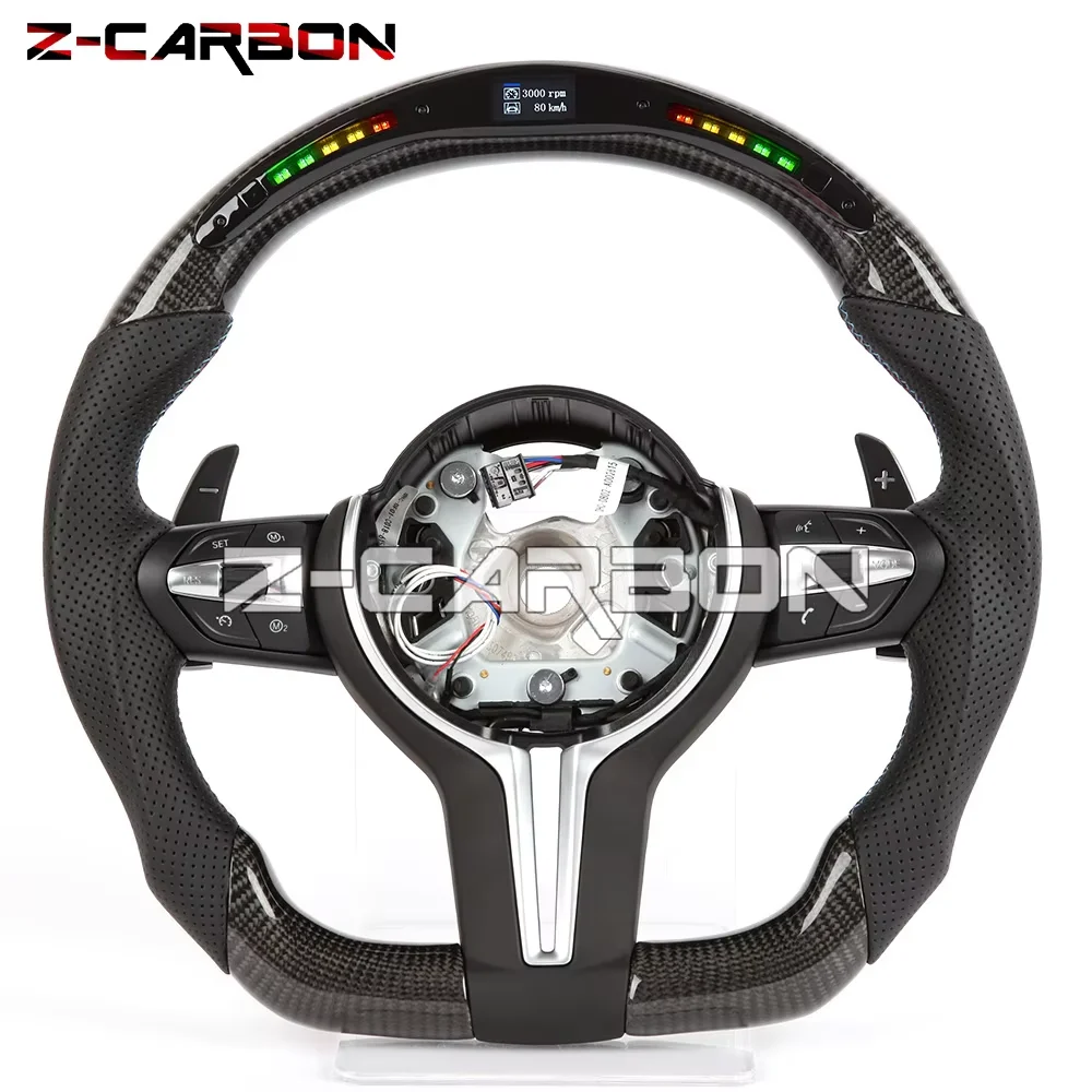 Carbon Fiber LED Steering Wheel For BMW F10 F20 F30 M2 M3 M4 M5 F80 F45 F42 Perforated Leather Racing Wheel Car Accessories