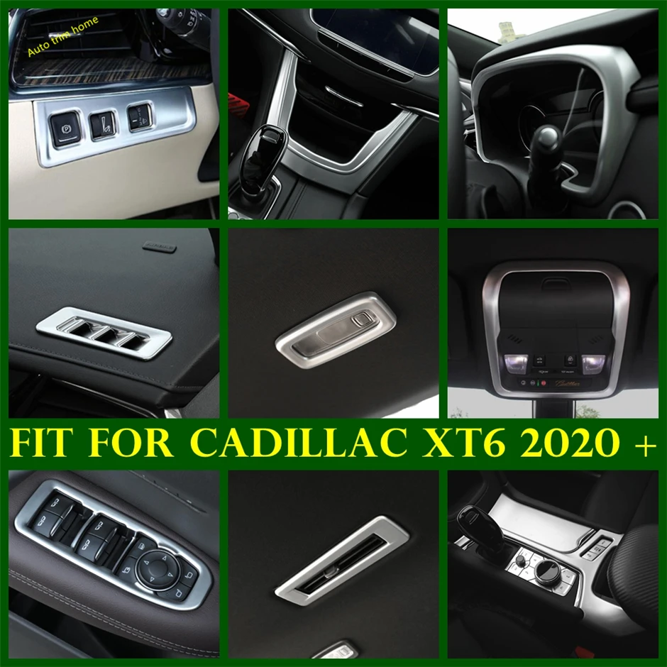 

Matte Reading Ligths Dashboard Gear Water Cup Holder Air AC Lift Button Control Panel Cover Trim For Cadillac XT6 2020 - 2022