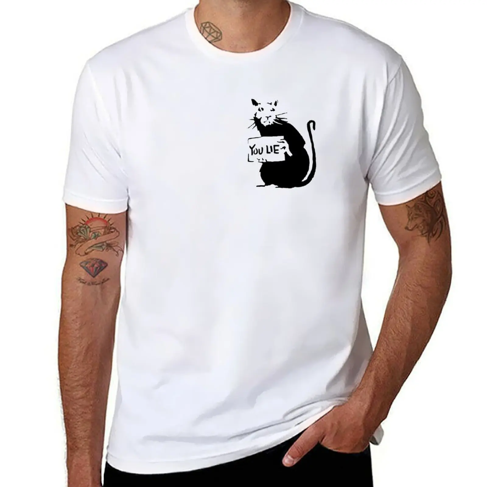 You Lie - Rat - Banksy T-Shirt summer shirt quick drying Men's clothing