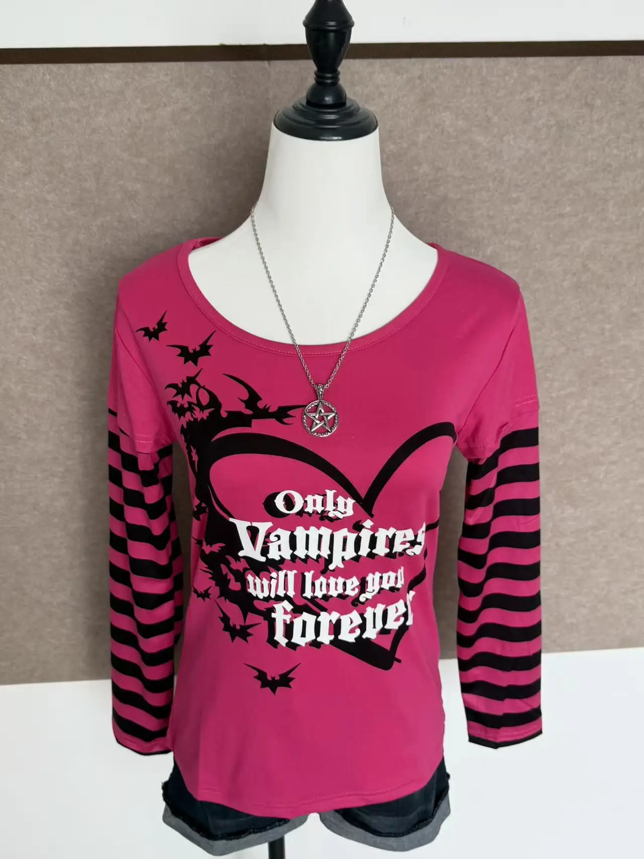 Pink T-shirt Long sleeves Sweet Girl Clothes Lace Bandage High waist Hot Vintage 90s Clothes T shirts Femme Crop Top Kawaii Tops