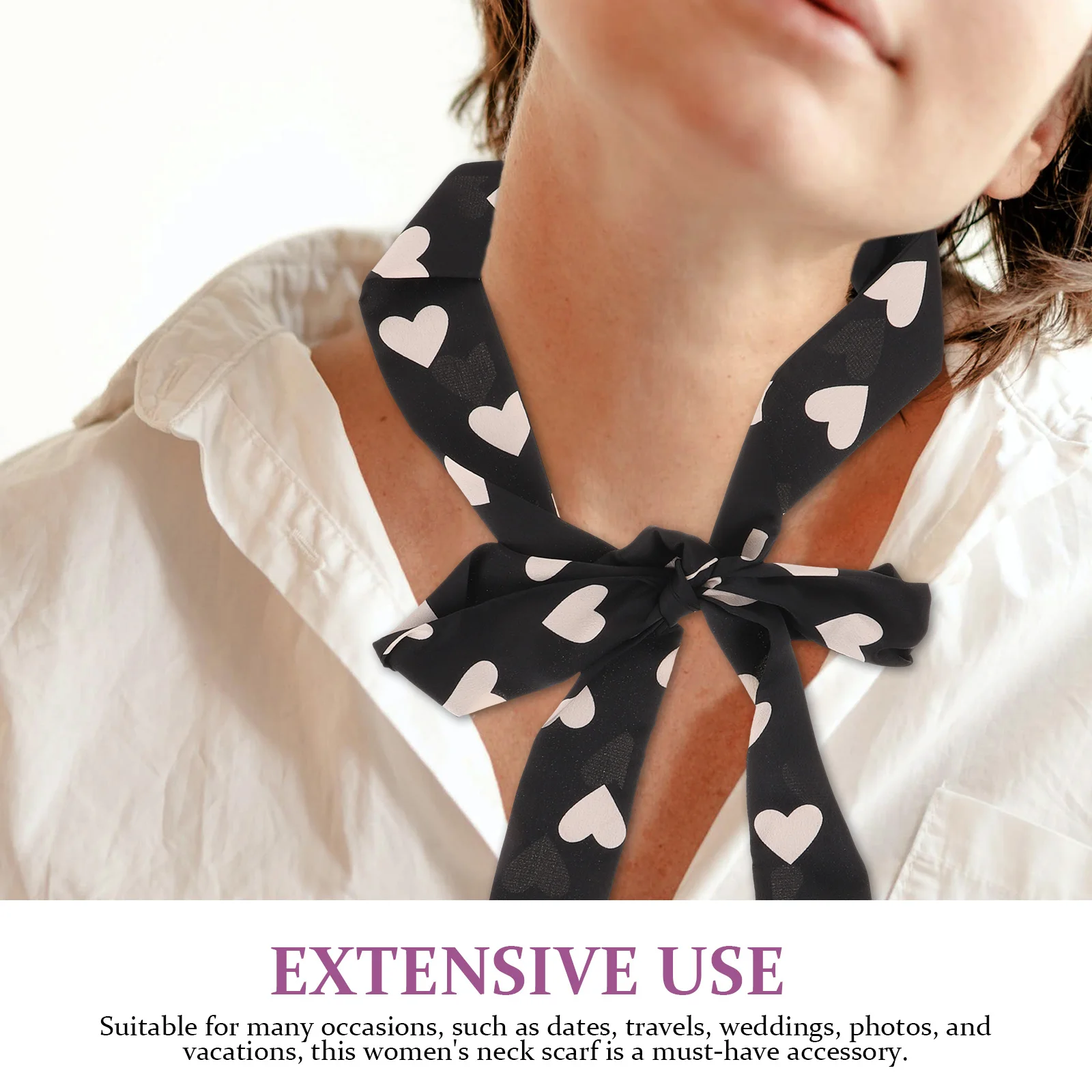 

Slim Neck Women Long Narrow Hair Lady Fabric Fabric Scarf Decorative Print Scarves Accessories Jewelry
