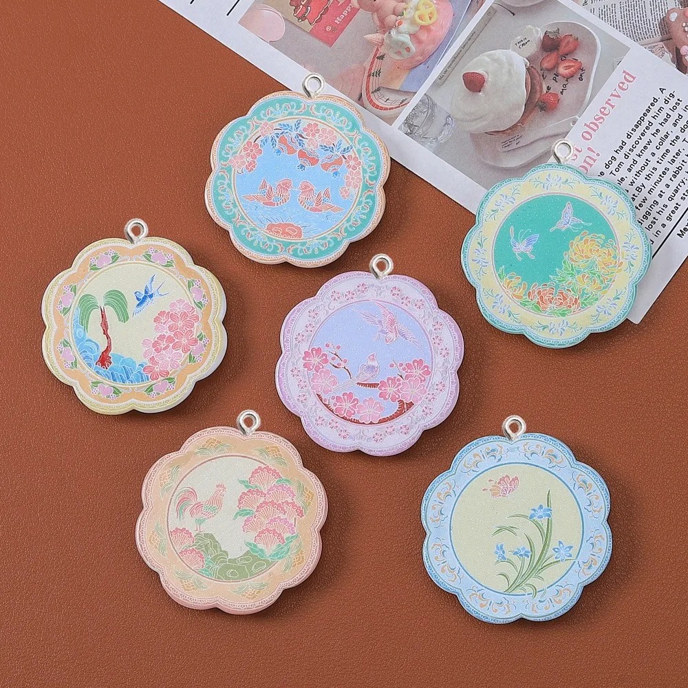 10Pcs Classical Style Resin Plate Charms DIY Key Chain Jewelry Making Materials Children Fashion Art Small Hook Craft Supplies
