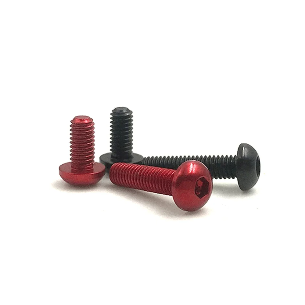 5 PCS Various Colors M2 M3 M4 7075 Aluminum Alloy Button Head Screw Bolts Hex Socket for Model Aircraft Car DIY