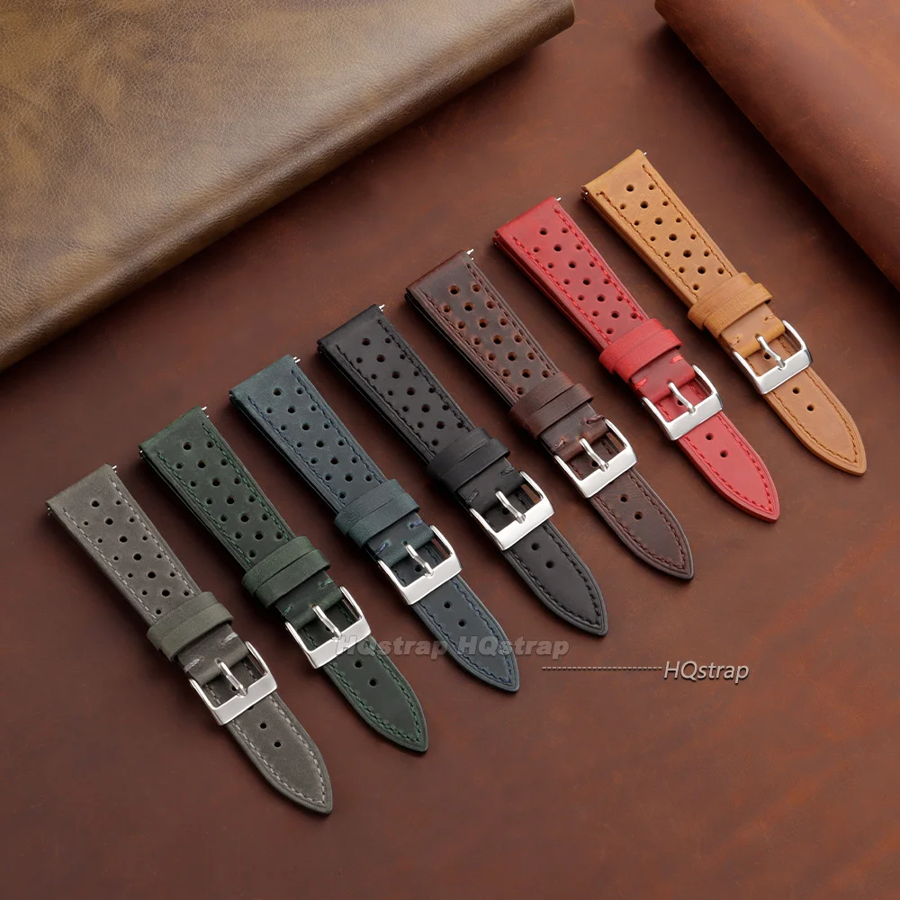 Atmungsaktives Rindsleder-Uhrenarmband, 18 mm, 19 mm, 20 mm, 21 mm, 22 mm, 24 mm, Retro-Lederarmband für Seiko-Uhrenarmband, Schnellverschluss-Armbänder – Detail 2