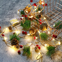 Lights Pinecones Christmas Led Decoration Red Copper Fruit Wire Lights String Lights Christmas Rattan Artificial Branches Pine