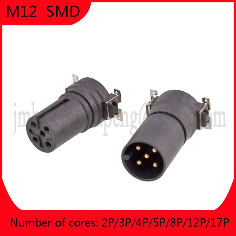 M12 Patch SMD Type Socket 2 3 4 5 8 12 17Pin Reflow 8-Core X-Pin Butt Pass Resistant To High Temperature